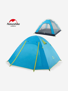 Палатка Naturehike P-Series 4-местная, алюминиевый каркас, голубая, Синий