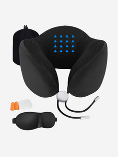 Подушка для путешествий RoadLike Travel Kit Pure с эффектом памяти, черный, Черный
