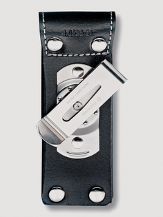 Чехол на ремень VICTORINOX для ножей 111 мм толщиной 3 уровня, с поворотной клипсой, кожаный, чёрный, Черный