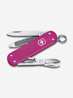 Нож-брелок VICTORINOX Classic SD Alox Colors "Flamingo Party", 58 мм, 5 функций, лиловый, Розовый