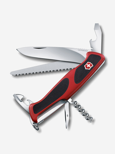 Нож перочинный VICTORINOX RangerGrip 55, 130 мм, 12 функций, с фиксатором лезвия, красный с чёрным, Красный