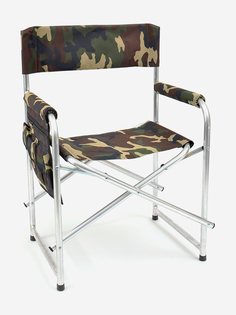 Кресло складное Стандарт с карманом на подлокотнике алюминий Кедр, Мультицвет