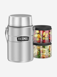 Термос для еды из нерж. стали с двумя контейнерами тм THERMOS SK3030 1.39L, Серебряный