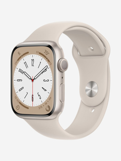 Часы Apple Watch 8 GPS, корпус из алюминия цвета «сияющая звезда», спортивный ремешок цвета «сияющая звезда» 41 мм размер M/L, Золотой