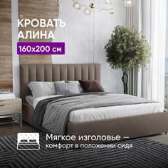 Кровать ВоБаза Алина 160х200 c подъемным механизмом и местом для хранения, коричневый