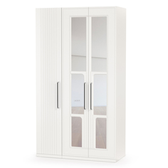 Шкаф для одежды 3-х створчатый с зеркалами Mobi Валенсия белый шагрень, 126х54,2х225,3 см