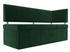 Диван кухонный Лига Диванов Стоун с углом правый 182x65x87, велюр, зеленый