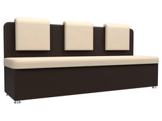 Диван кухонный Лига Диванов Маккон 3-х местный 185x54x89, искусст кожа, бежевый/коричневый