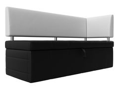 Диван кухонный Лига Диванов Стоун с углом правый 182x65x87, искусст. кожа, белый/черный