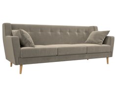 Прямой диван Брайтон 3 микровельвет бежевый Лига Диванов