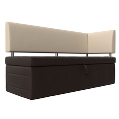 Диван кухонный Лига Диванов Стоун с углом правый 182x65x87, иск кожа, коричневый/бежевый