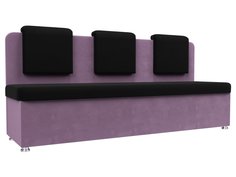 Диван кухонный Лига Диванов Маккон 3-х местный 185x54x89, микровельвет, черный/сиреневый