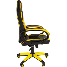 Кресло VT_EChair Easy Game-690 TPU кожзам черный/желтый пластик