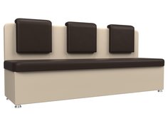 Диван кухонный Лига Диванов Маккон 3-х местный 185x54x89, искусст кожа, коричневый/бежевый