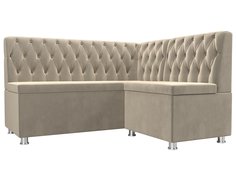 Диван кухонный Лига Диванов Мирта правый угол 151x125x90, микровельвет, бежевый