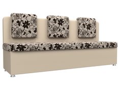 Диван кухонный Лига Диванов Маккон 3-х местный 185x54x89, рогожка; искусст. кожа, бежевый