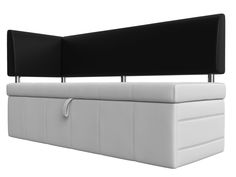 Диван кухонный Лига Диванов Стоун с углом левый 182x65x87, искусст. кожа, белый/черный