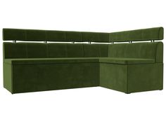 Диван кухонный Лига Диванов Классик правый угол 195х121х93, микровельвет, зеленый