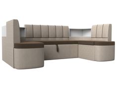 Диван кухонный Лига Диванов П-образный диван Тефида 250x147x86, рогожка, коричневый
