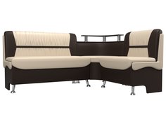 Диван кухонный Лига Диванов Сидней правый угол 172x135x89, иск кожа, бежевый/коричневый