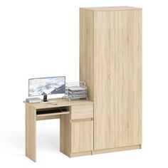 Шкаф 2-х дверный СВК Мори 800.1 и стол МС-1Пр дуб сонома, 170х50х210 см