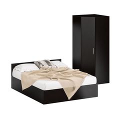 Кровать двуспальная с угловым шкафом СВК Стандарт 1600+ШУ венге