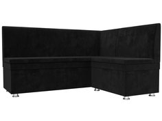 Диван кухонный Лига Диванов Уют правый угол 150x125x88, велюр, черный