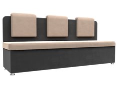 Диван кухонный Лига Диванов Маккон 3-х местный 185x54x89, велюр, бежевый/серый
