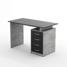 Компьютерный стол Re-seption цемент светлый черный 1100х750х600