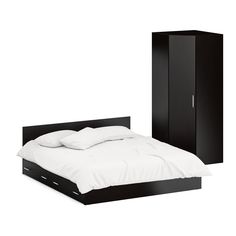 Двуспальная кровать с ящиками с угловым шкафом СВК Стандарт 1800Я+ШУ венге