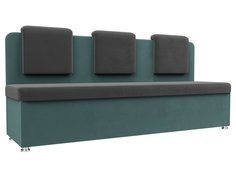 Диван кухонный Лига Диванов Маккон 3-х местный 185x54x89, велюр, серый/бирюзовый