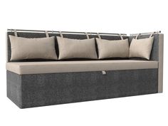 Кухонный диван Метро с углом справа рогожка бежевый/серый Лига Диванов
