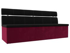 Кухонный прямой диван Классик микровельвет черный/бордовый Лига Диванов