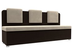 Диван кухонный Лига Диванов Маккон 3-х местный 185x54x89, микровельвет, бежевый/коричневый