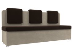 Диван кухонный Лига Диванов Маккон 3-х местный 185x54x89, микровельвет, коричневый/бежевый