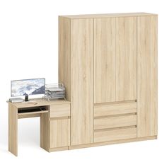 Стол компьютерный СВК Мори МС-1Пр и шкаф МШ1600 дуб сонома, 250х50х210 см