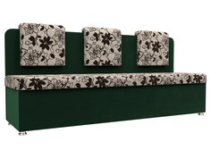 Диван кухонный Лига Диванов Маккон 3-х местный 185x54x89, велюр; рогожка, бежевый/зеленый