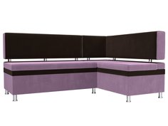Диван кухонный Лига Диванов Стайл 171x59x89, микровельвет, сиреневый/коричневый