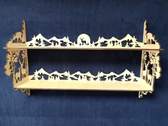 Полка деревянная Арт-Вагонка "Олени", резная, 68х19х45