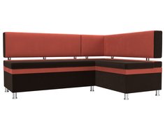 Диван кухонный Лига Диванов Стайл 171x59x89, микровельвет, коричневый/коралловый