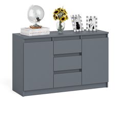 Комод-тумба СВК Мори МК1200.3 графит, 120,4х41х73 см