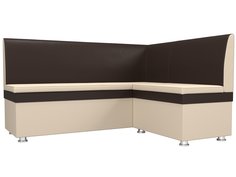 Диван кухонный Лига Диванов Уют правый угол 150x125x88, искусст. кожа, бежевый/коричневый