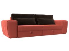 Диван прямой Лига Диванов Лига-008 (микровельвет) Коралловый/Коричневый