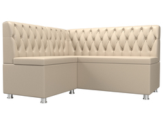 Диван кухонный Лига Диванов Мирта левый угол 151x125x90, искусственная кожа, бежевый
