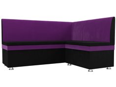 Диван кухонный Лига Диванов Уют правый угол 150x125x88, микровельвет, черный/фиолетовый