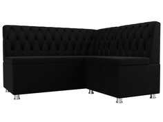 Диван кухонный Лига Диванов Мирта правый угол 151x125x90, микровельвет, черный