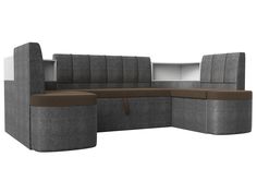Диван кухонный Лига Диванов П-образный диван Тефида 250x147x86, рогожка, серый