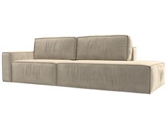 Прямой диван Прага модерн подлокотник слева микровельвет бежевый Лига Диванов