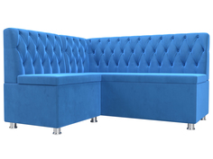 Диван кухонный Лига Диванов Мирта левый угол 151x125x90, велюр, голубой