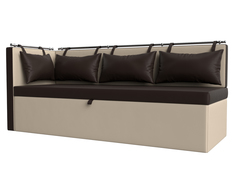 Диван кухонный Лига Диванов Метро с углом слева 188x62x88, иск кожа, коричневый/бежевый